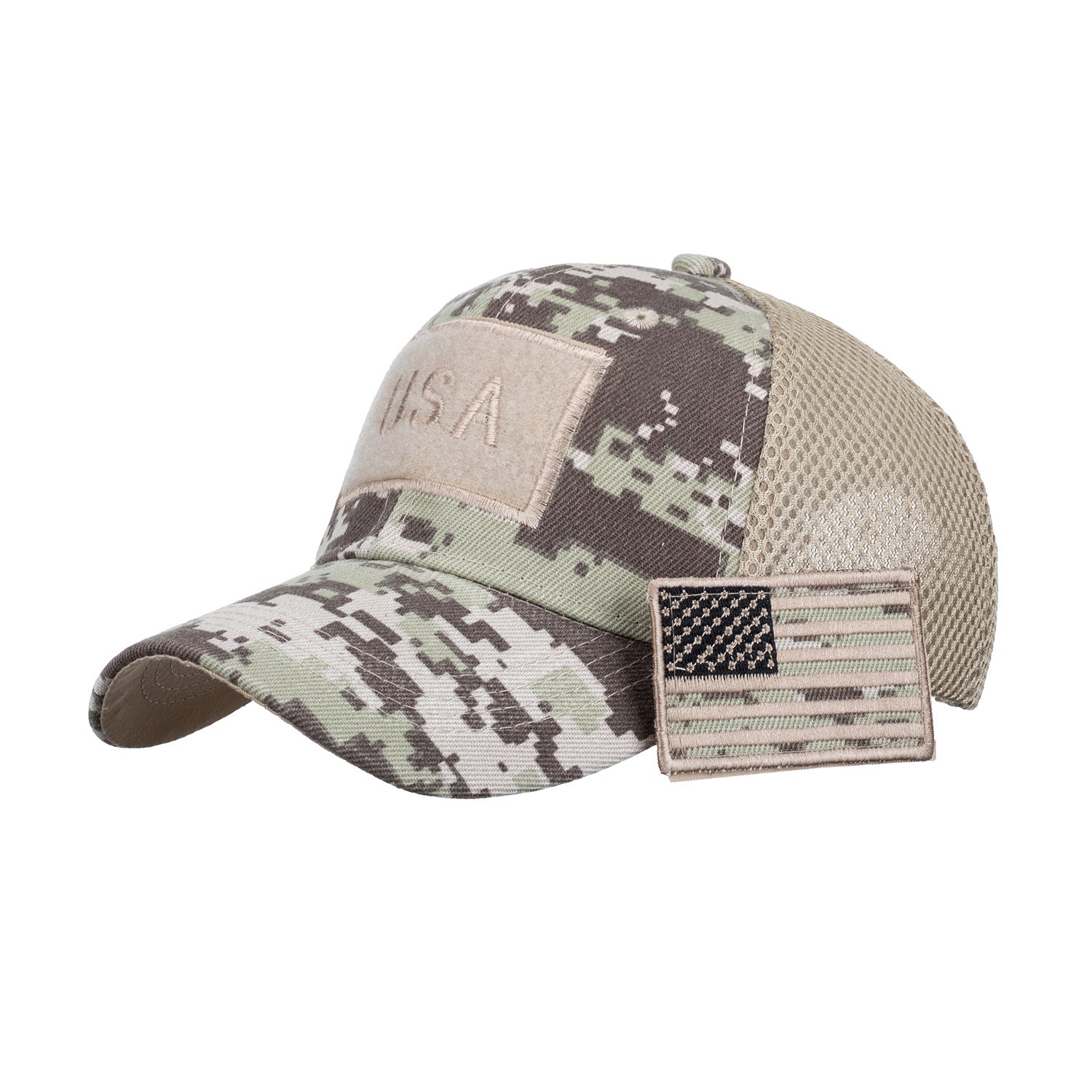 BLUE CAMO/GRAY HAT WITH GRAY OKLAHOMA FLAG PATCH main image 1