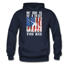 Load image into Gallery viewer, My Gun Is Not A Threat Unless You Are Hoodie - navy