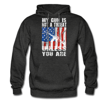 Load image into Gallery viewer, My Gun Is Not A Threat Unless You Are Hoodie - charcoal grey