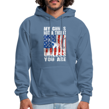 Load image into Gallery viewer, My Gun Is Not A Threat Unless You Are Hoodie - denim blue