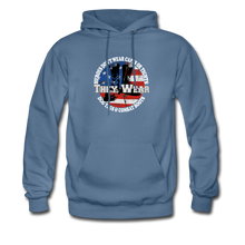 Load image into Gallery viewer, Heroes Don't Wear Capes Hoodie - denim blue