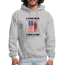 Load image into Gallery viewer, A Female Veteran Stands Up For Her Country Hoodie - heather gray