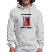 Load image into Gallery viewer, A Female Veteran Stands Up For Her Country Hoodie - ash