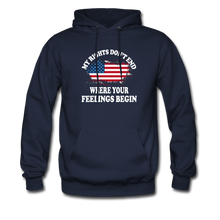 Load image into Gallery viewer, My Rights Don't End Where Your Feelings Begin Hoodie - navy