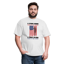 Load image into Gallery viewer, A Female Veteran Stands Up For Her Country T-Shirt - white