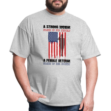 Load image into Gallery viewer, A Female Veteran Stands Up For Her Country T-Shirt - heather gray