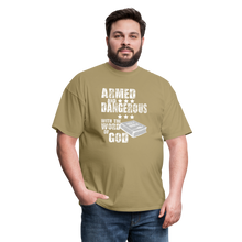 Load image into Gallery viewer, Armed and Dangerous with the Word of God T-Shirt - khaki
