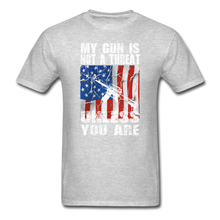 Load image into Gallery viewer, My Gun Is Not A Threat Unless You Are T-Shirt - heather gray