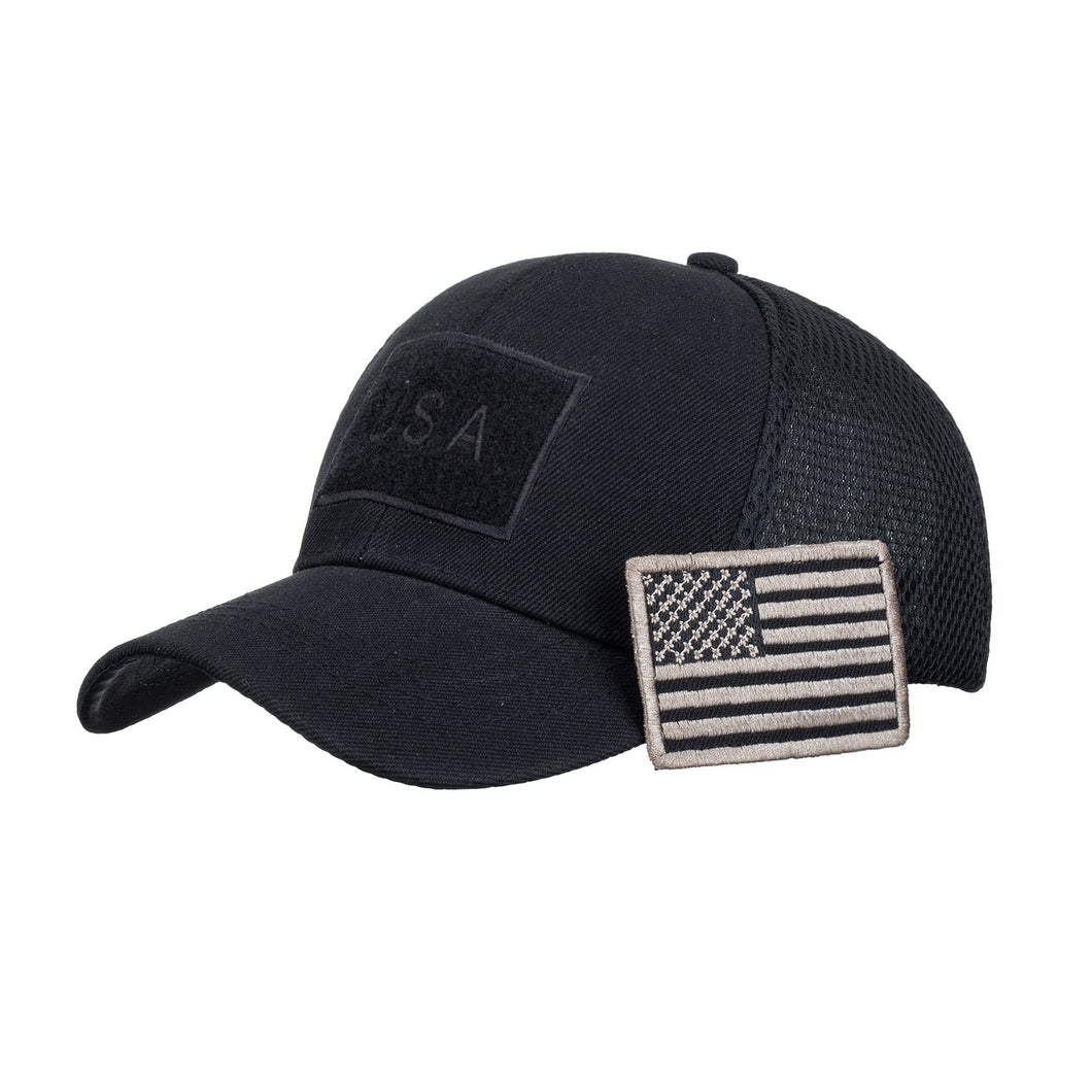 2 American Flag Camo Hats Black