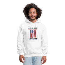 Load image into Gallery viewer, A Female Veteran Stands Up For Her Country Hoodie - white
