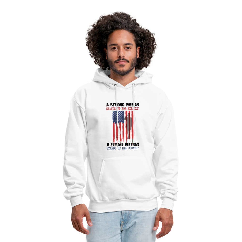 A Female Veteran Stands Up For Her Country Hoodie - white