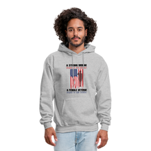 Load image into Gallery viewer, A Female Veteran Stands Up For Her Country Hoodie - heather gray
