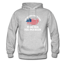 Load image into Gallery viewer, My Rights Don&#39;t End Where Your Feelings Begin Hoodie - heather gray
