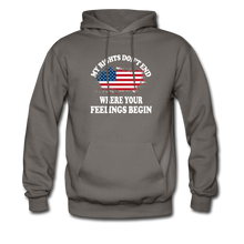 Load image into Gallery viewer, My Rights Don&#39;t End Where Your Feelings Begin Hoodie - asphalt gray
