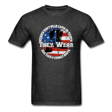 Load image into Gallery viewer, Heroes Don&#39;t Wear Capes T-Shirt - heather black
