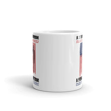 Load image into Gallery viewer, A Female Veteran Stands Up For Her Country White glossy mug
