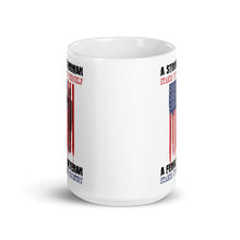 Load image into Gallery viewer, A Female Veteran Stands Up For Her Country White glossy mug
